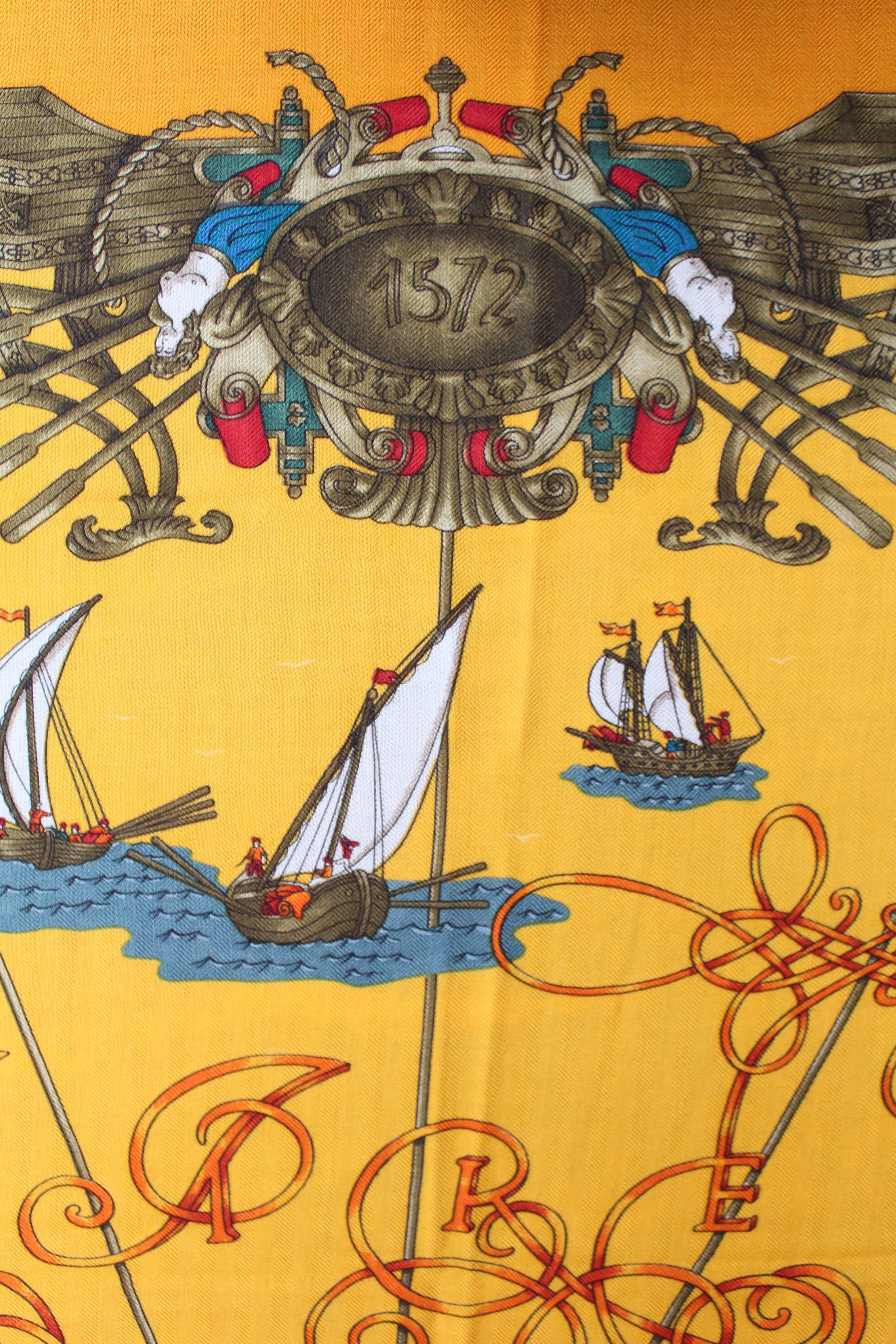1990s Hermes Large Shawl « Voiles de Lumière » in Yellow Cashmere and Silk In Excellent Condition In Paris, FR