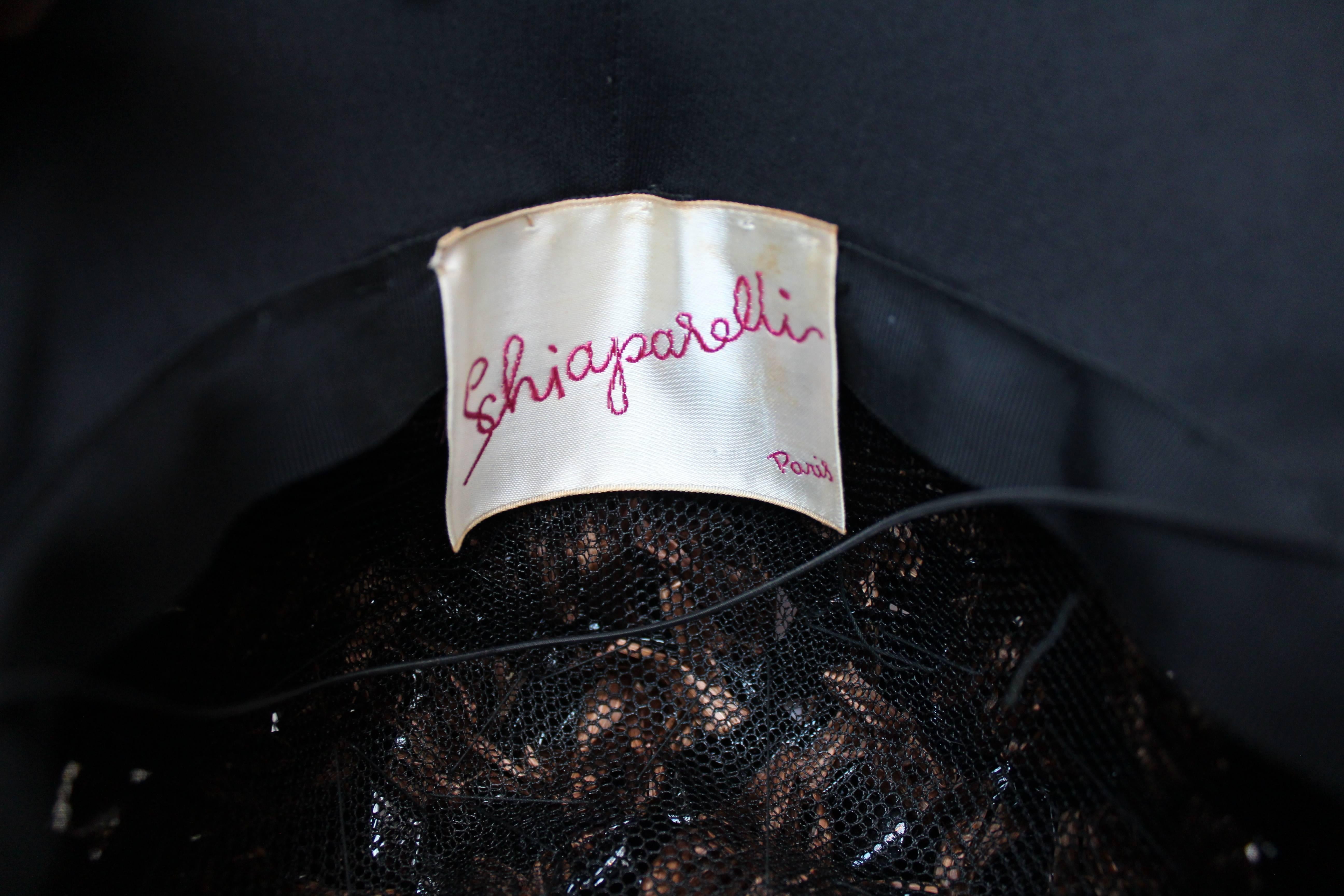 1950 Schiaparelli Brown and Black Raffia Hat For Sale 6