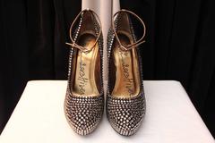 2013 Lanvin Platform Pumps with Grey and Pink Crystals