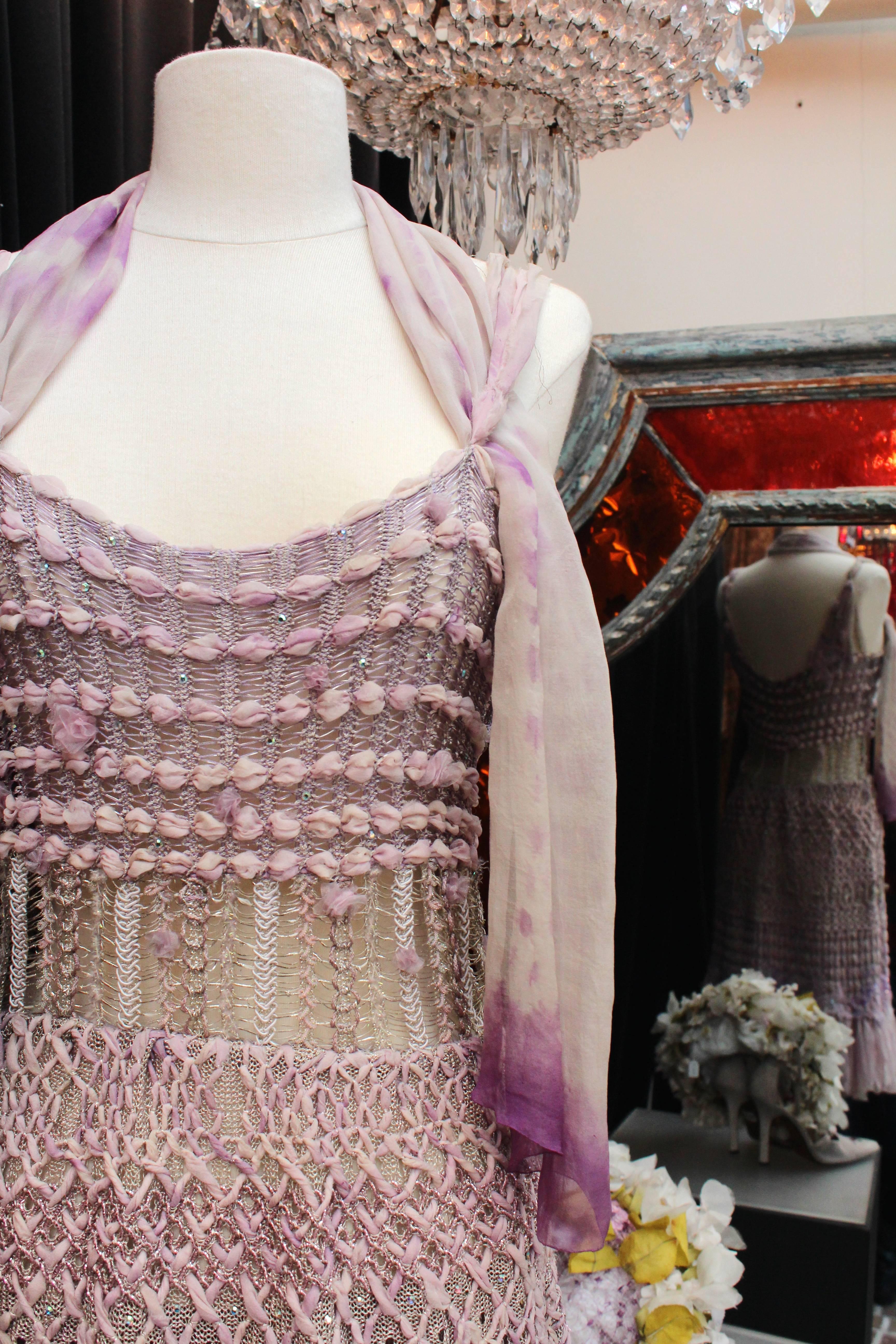 Summer 1996 Christian Lacroix Haute Couture Parma Crochet Dress In Excellent Condition For Sale In Paris, FR