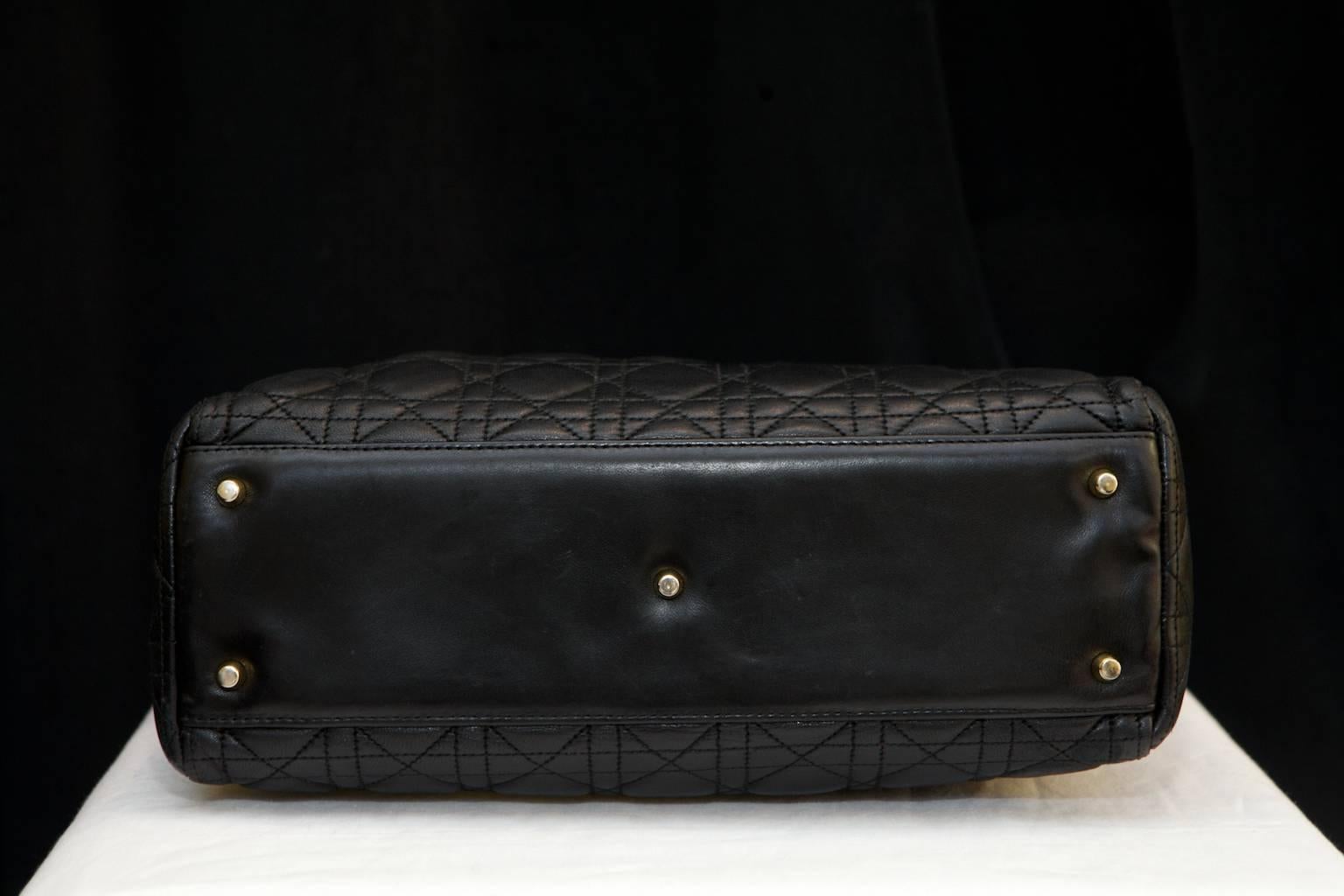 2012 Christian Dior Iconic Large 'Lady Dior' Handbag in Black Lambskin and Gilt 1