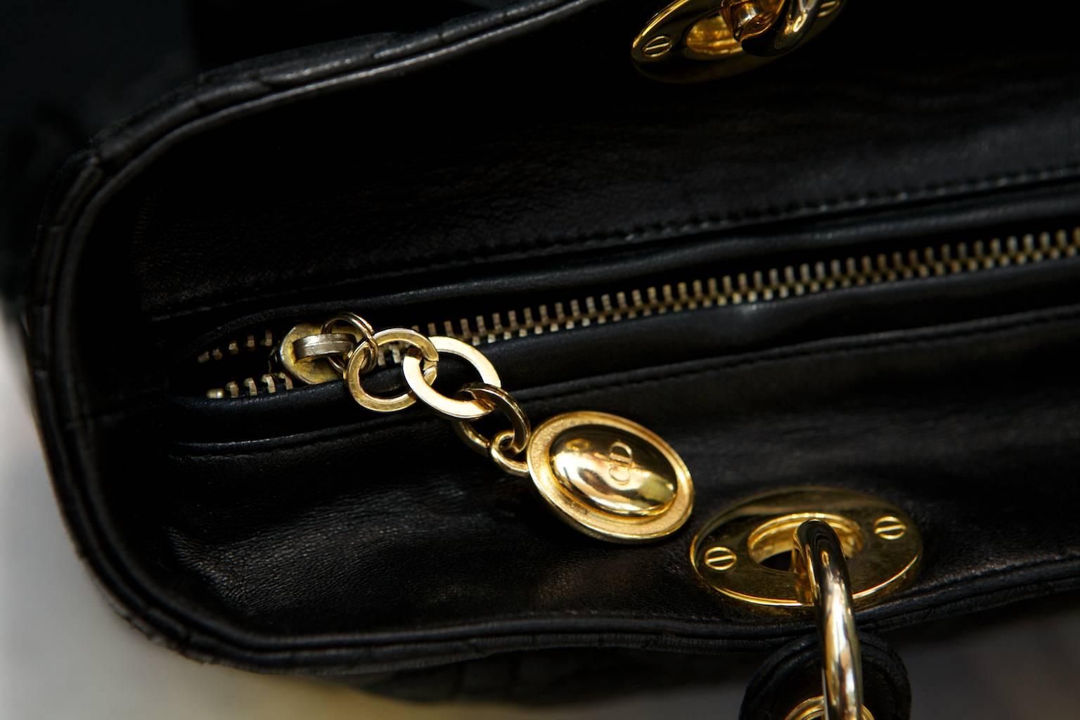 2012 Christian Dior Iconic Large 'Lady Dior' Handbag in Black Lambskin and Gilt 3