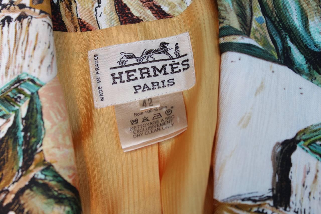 Women's 1980-1985s  Hermes 'Les Cheyennes' Silk Long Vest by Kermitt Oliver 