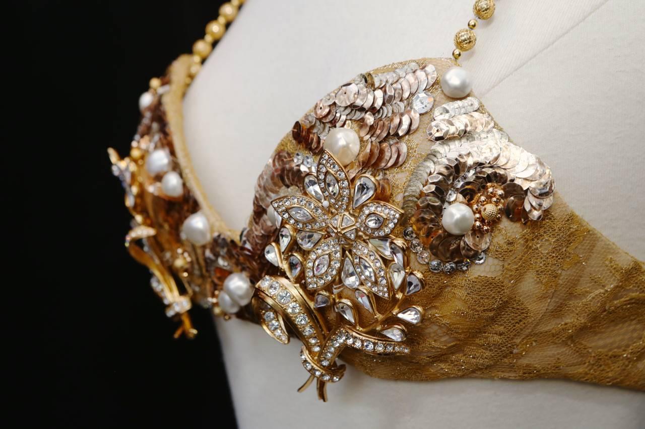 Women's Christian Dior by Ferre Documented Gold-tone Jewellery Bra, 1993 
