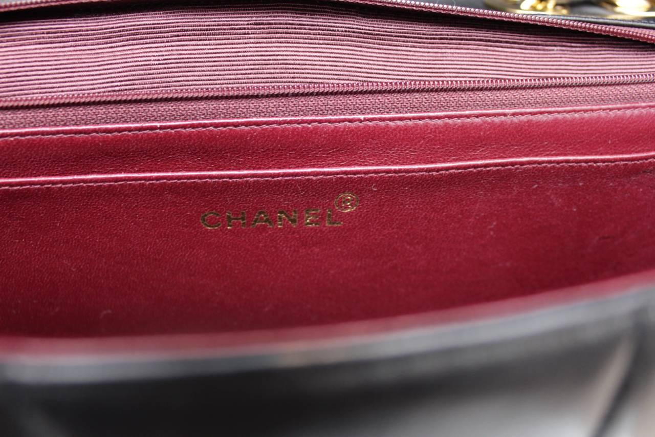 1990s Chanel Black Leather Double Handle Bag 5