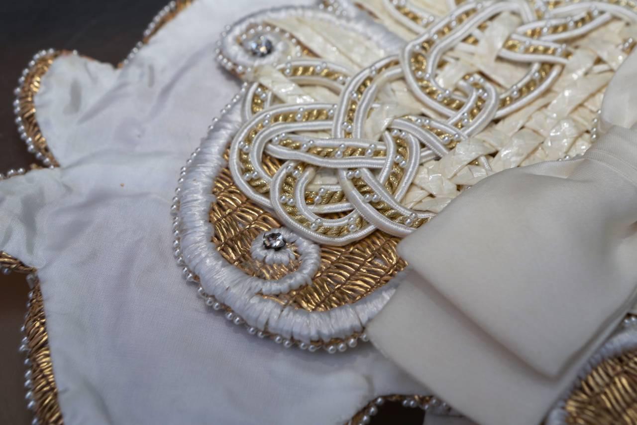 Early 1990s Christian Dior Waistband with Gilt and White Embroideries 1