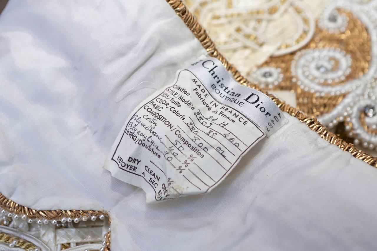 Early 1990s Christian Dior Waistband with Gilt and White Embroideries 5
