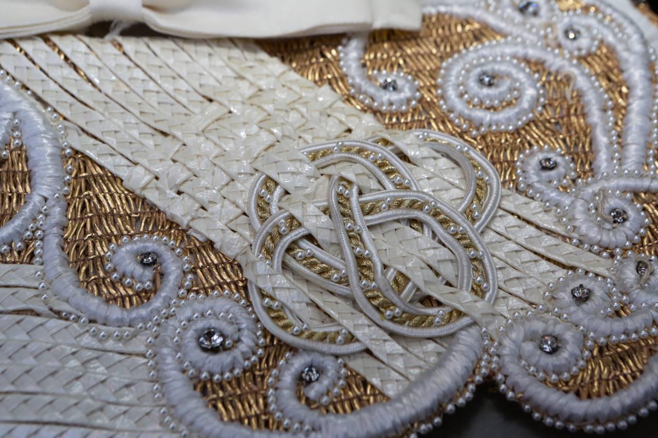 Early 1990s Christian Dior Waistband with Gilt and White Embroideries 4