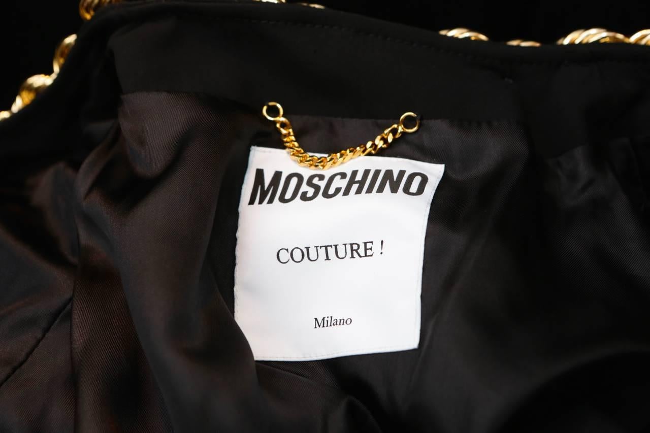 Moschino Couture Suit with Quilted Black Fabric and Large Gilt Chains, 2014  4