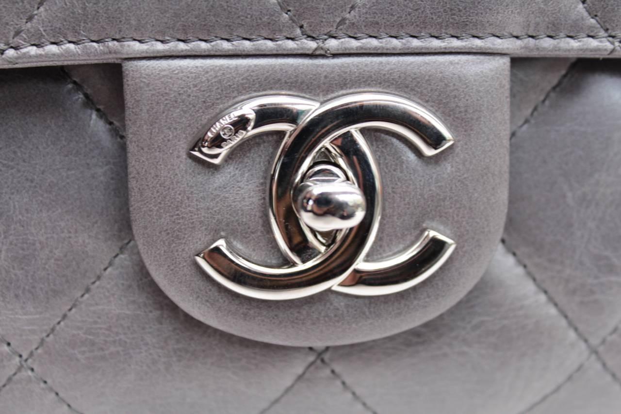 Winter 2014 Chanel Grey Quilted Lambsking Timeless Handbag 5