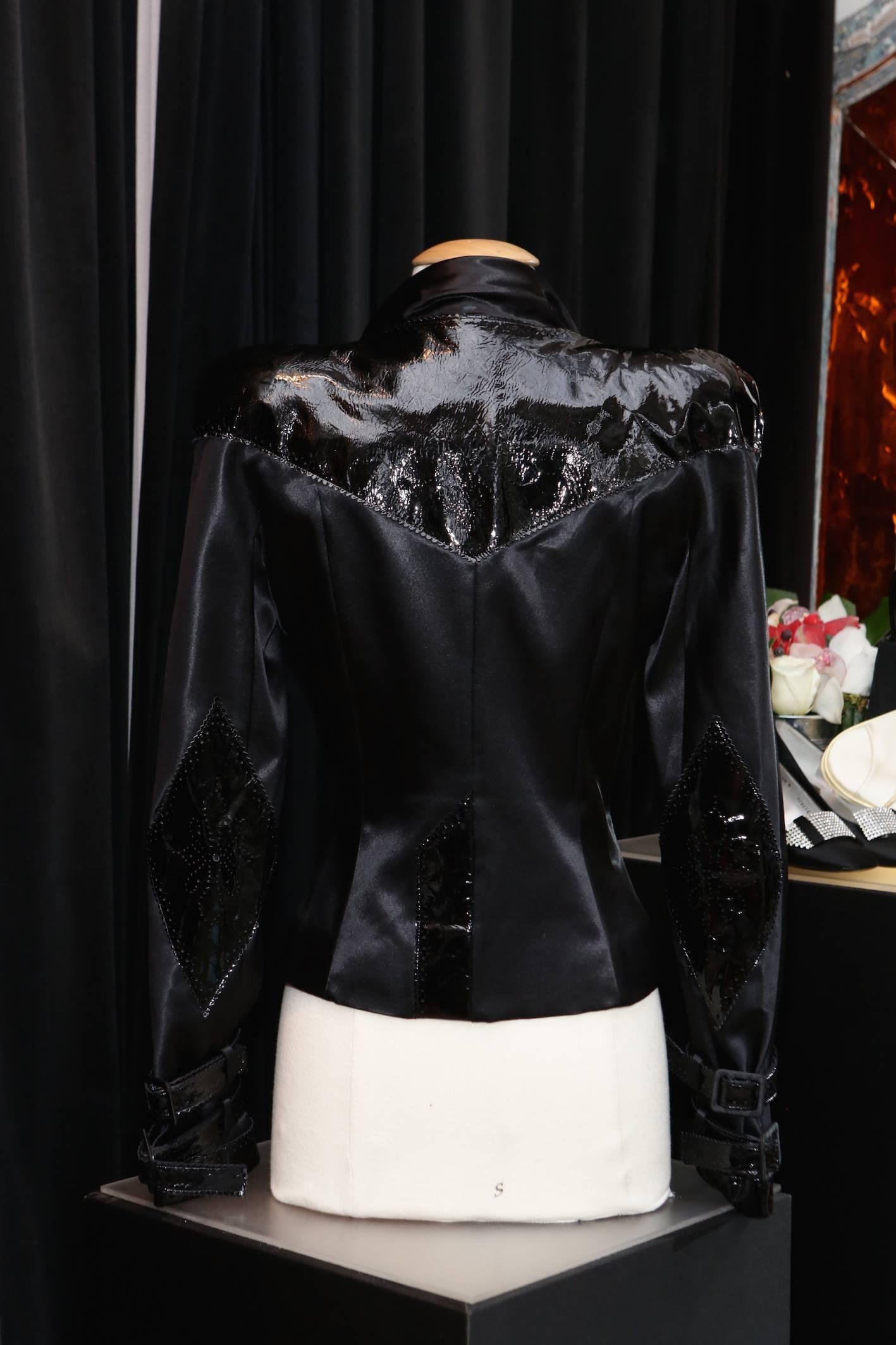 Christian Dior by Galliano Black Satin and Vinyl Jacket, 2004  In Excellent Condition In Paris, FR