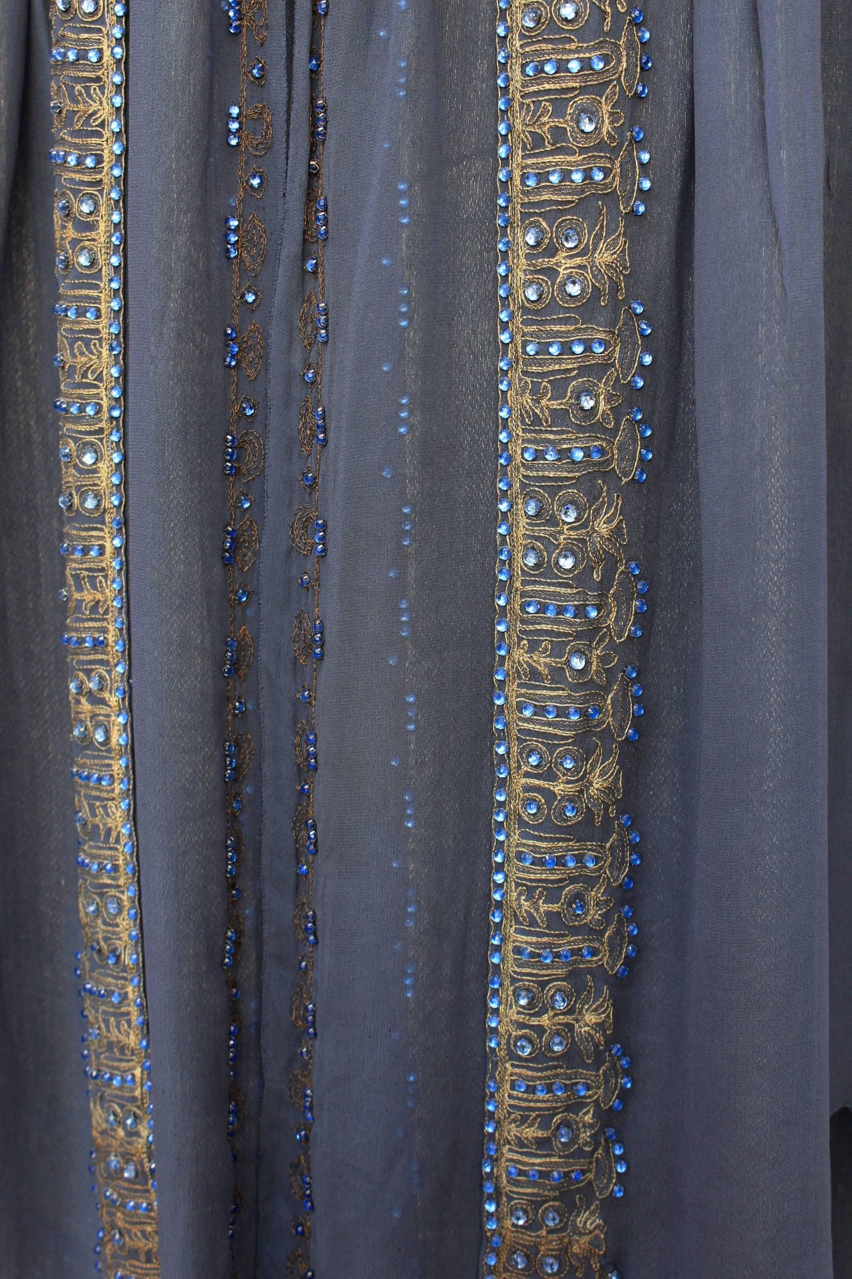 1920s Night Blue and Goldtone Lame Dress For Sale 4