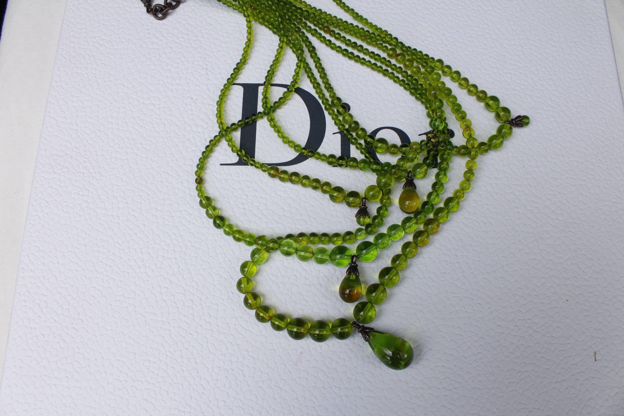 Late 1990s Christian Dior by Galliano Green Massai Necklace 2