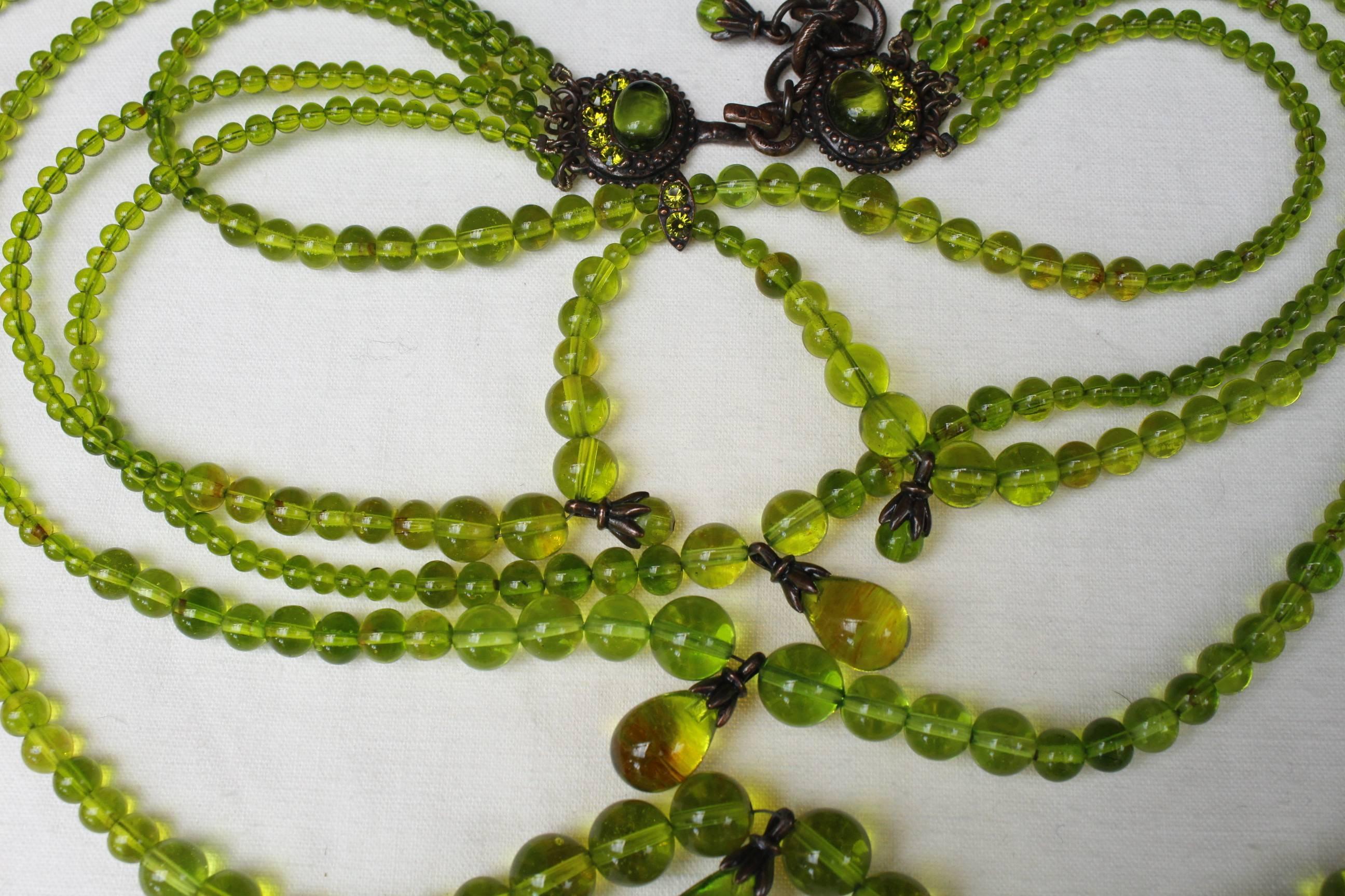 Late 1990s Christian Dior by Galliano Green Massai Necklace 1