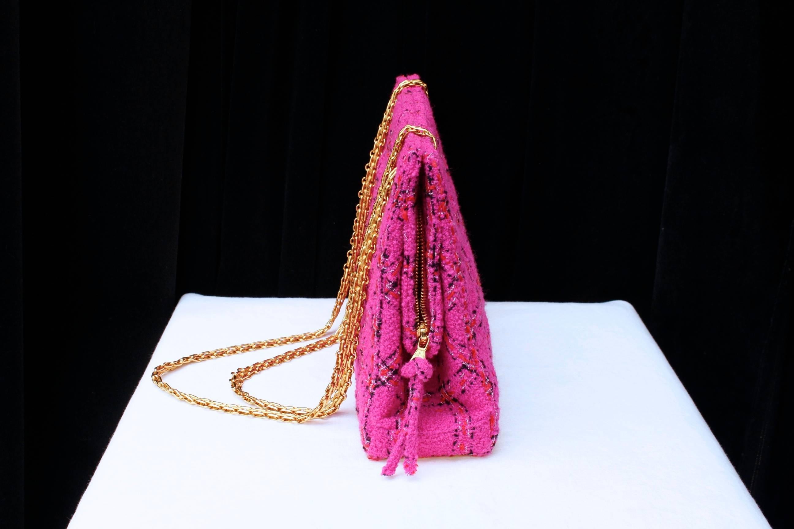 chanel tweed bag pink