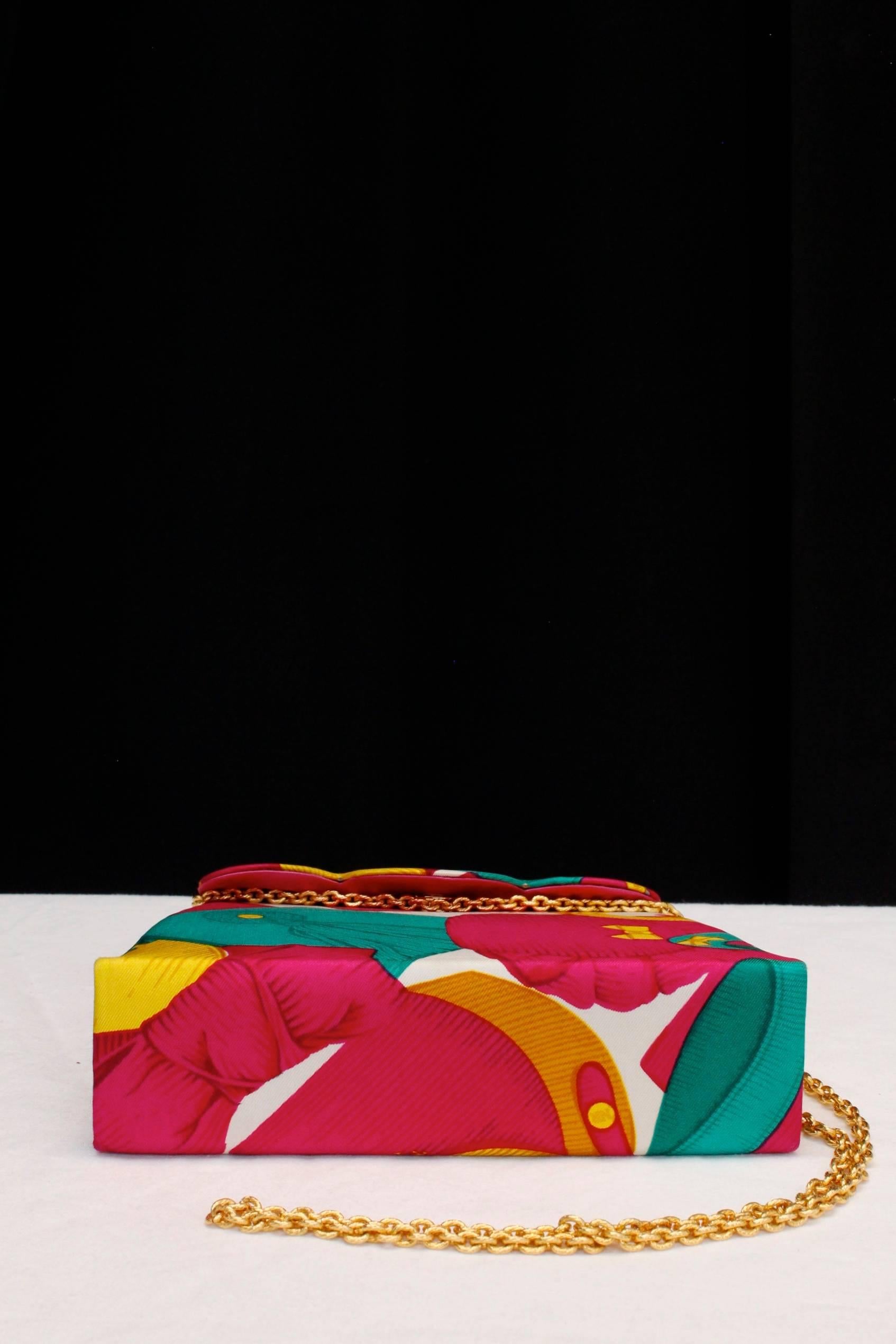 1980-1990s Nina Ricci red green and gold evening bag. 1