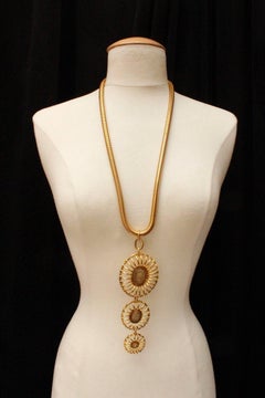 1990s, Lanvin gilded metal and flowers necklace