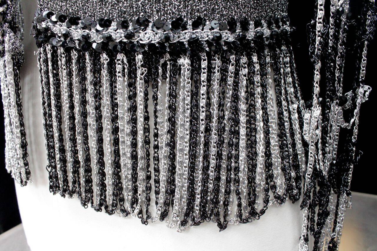 Loris Azzaro attributed black and grey knit and mesh cardigan, 1970s  3