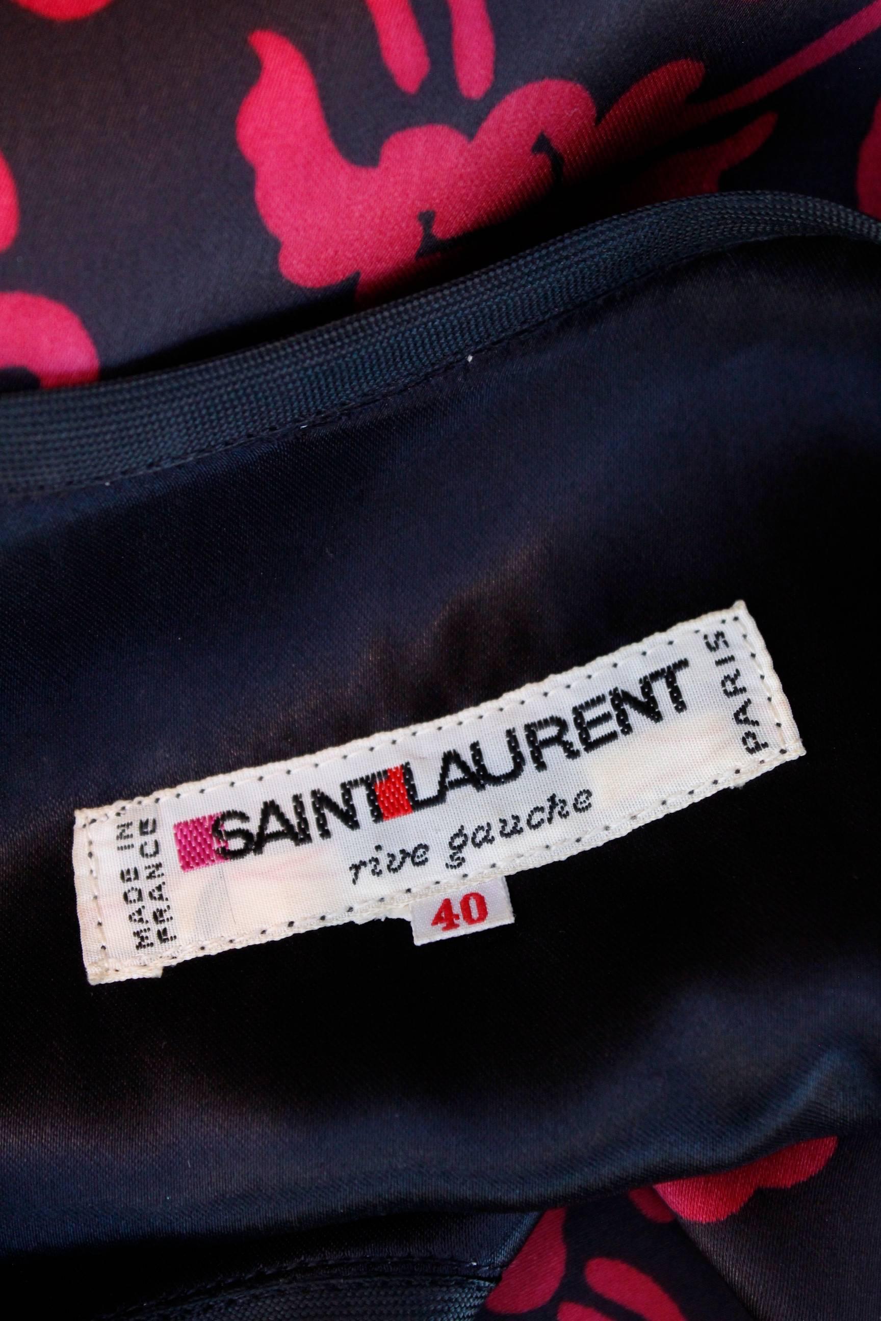 Yves Saint Laurent Rive Gauche red and black satin set, 1970s  4
