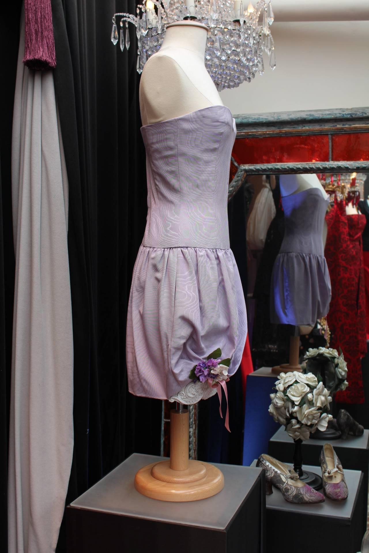 Women's Jean-Louis Scherrer Runway dress and bolero set in white and mauve colors For Sale