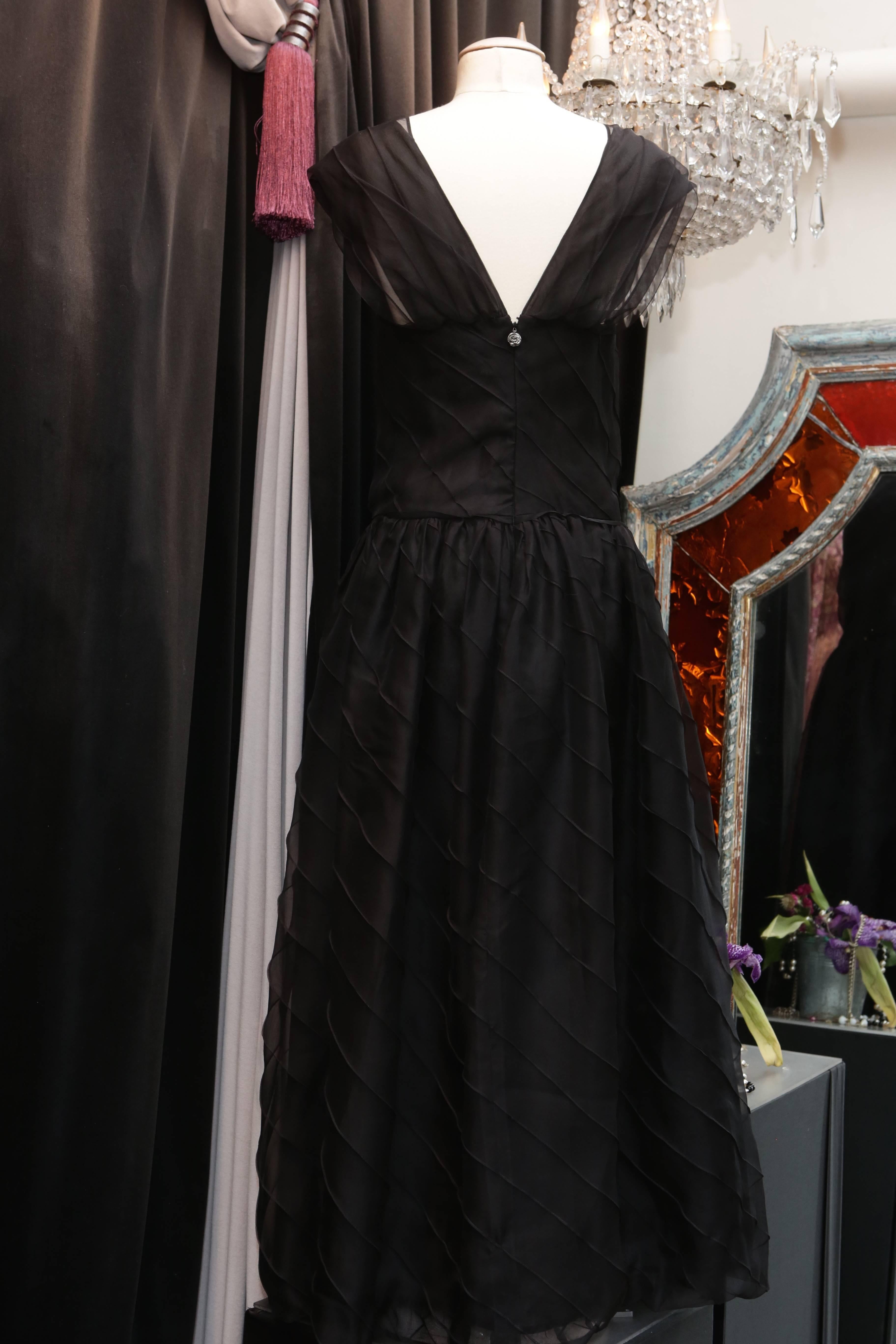 Women's Chanel Long Black Silk Evening Gown Fall 1998 