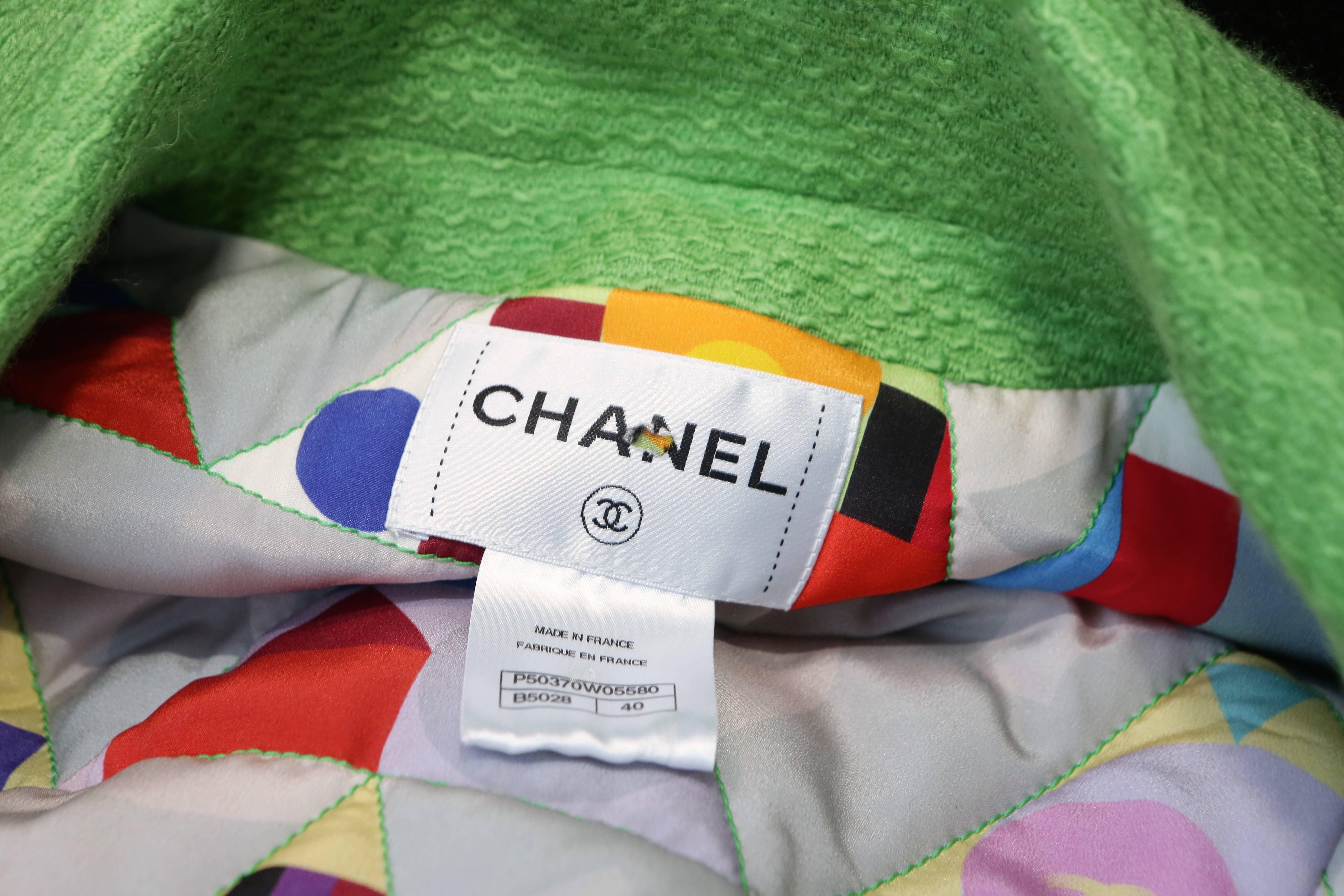 2014-2015 Chanel Oversize Coat in Apple Green Wool 2