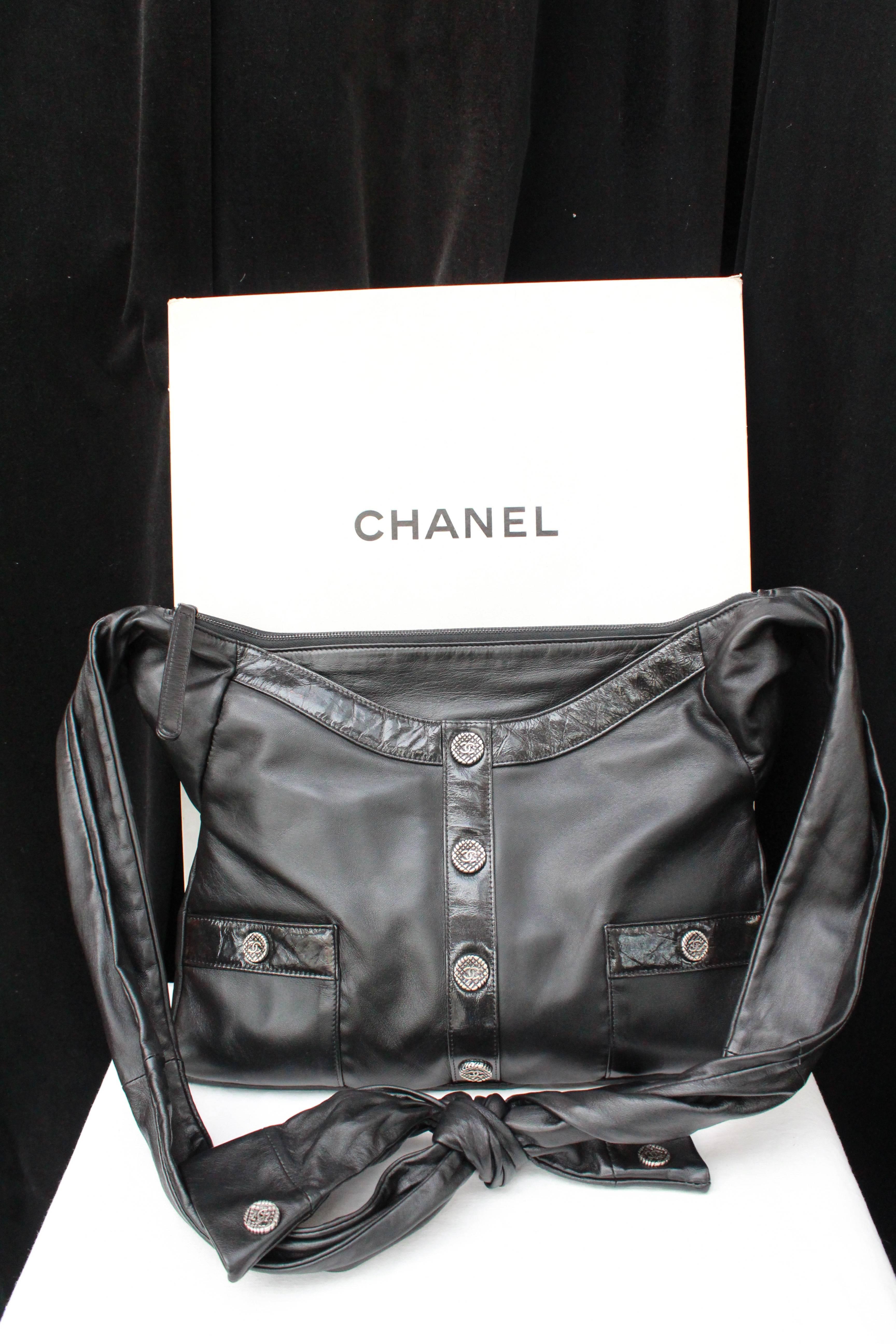 Chanel “Girl” black lambskin bag, Circa 2015  In Excellent Condition For Sale In Paris, FR
