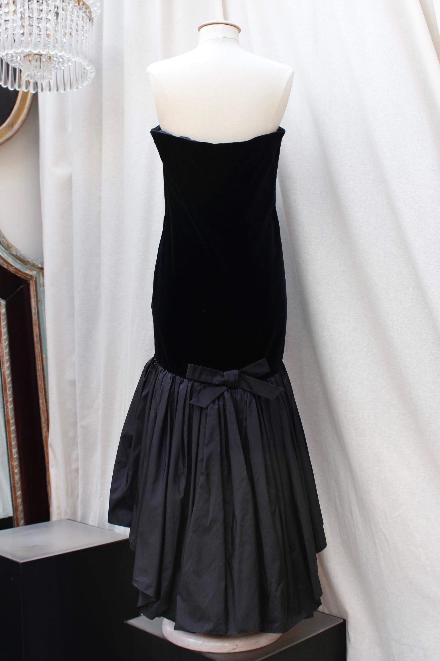 Black Saint Laurent Rive Gauche stunning black and fuchsia dress For Sale