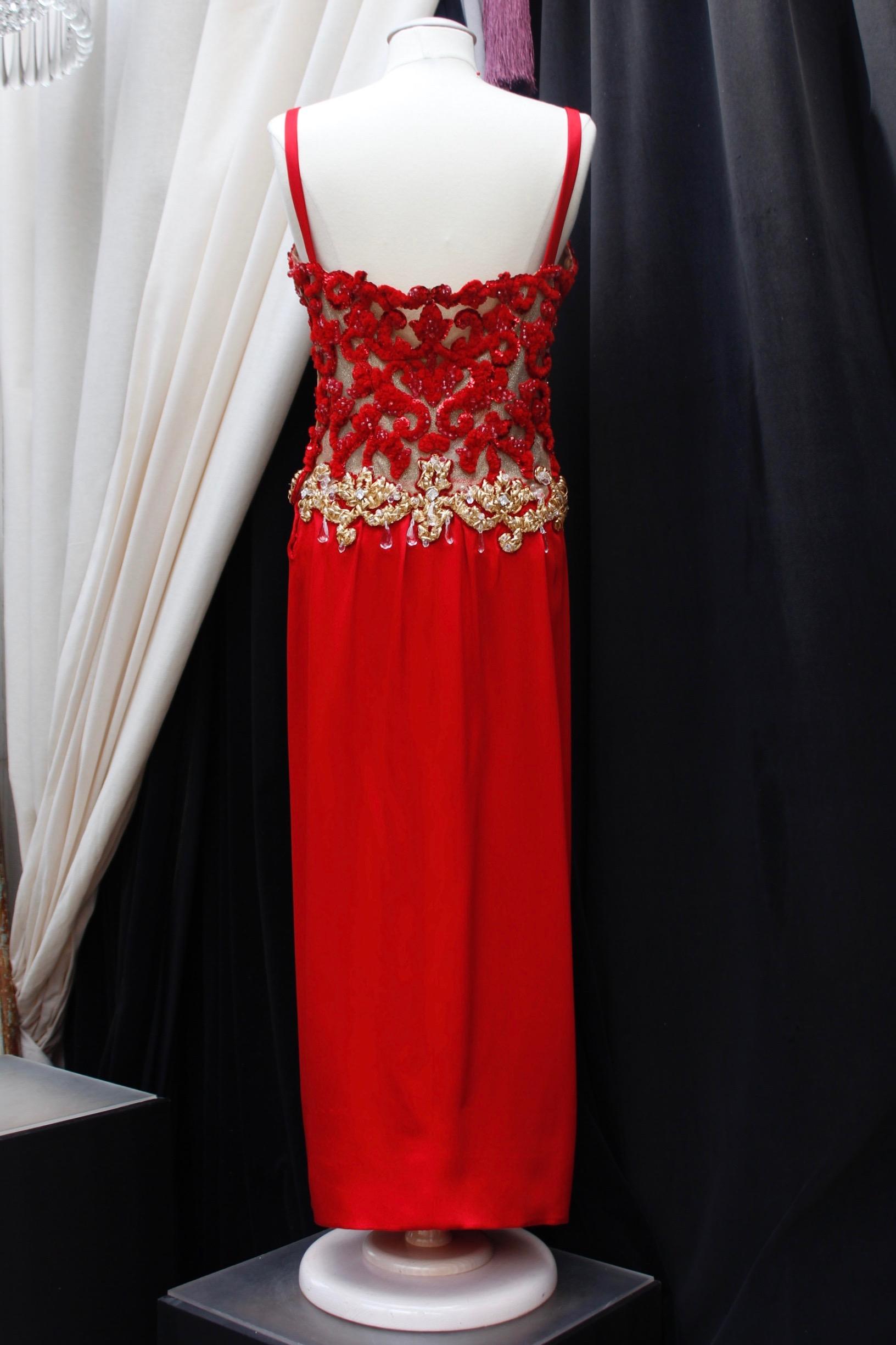 Givenchy Haute Couture gorgeous red and gold evening dress In Good Condition In Paris, FR