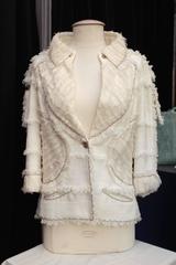 Chanel Ecru Cotton Tweed and Lace Jacket