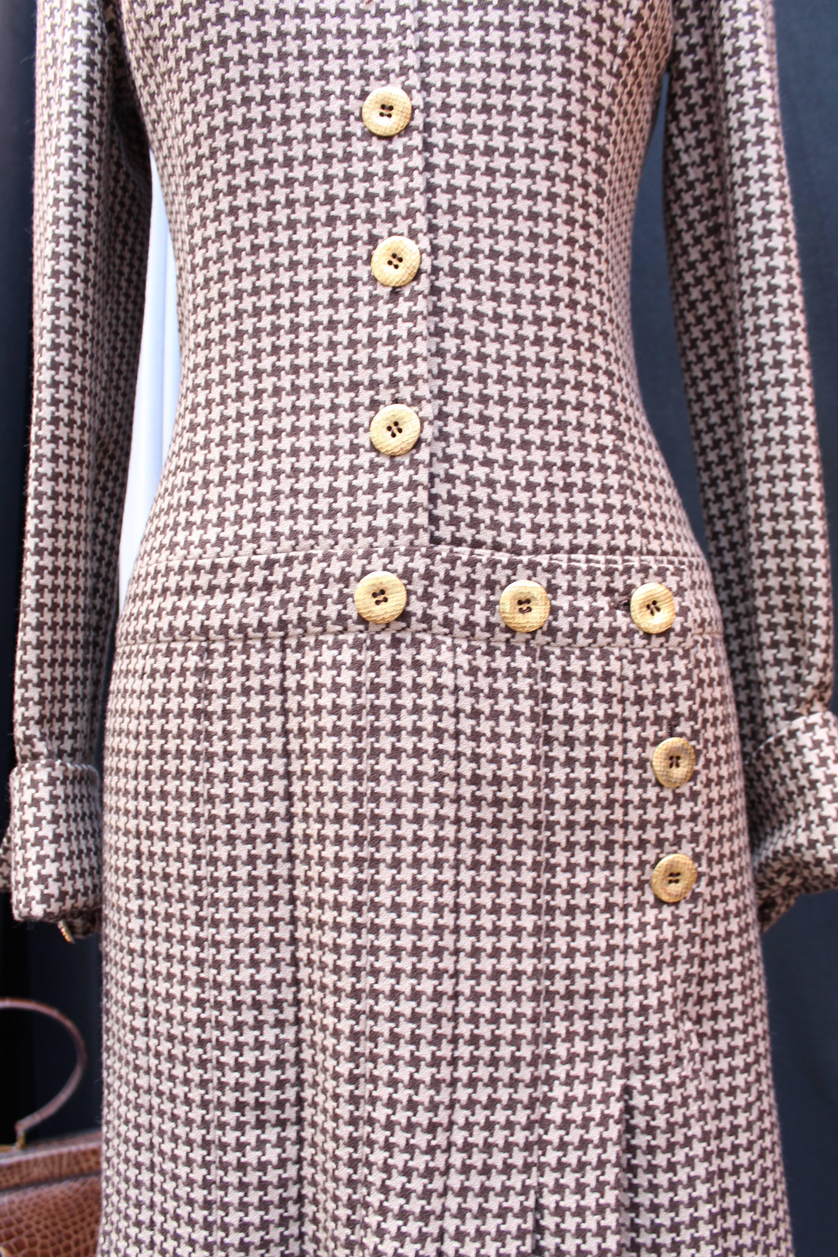 Women's Fall 2004 Jean-Louis Scherrer Houndstooth Dress and Jacket Ensemble For Sale