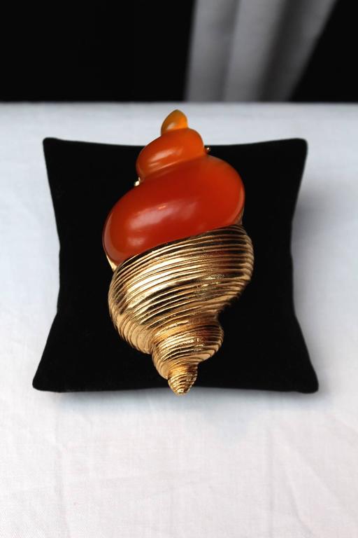1987 Christian Dior Rare Shell Brooch by Robert Goossens at 1stDibs
