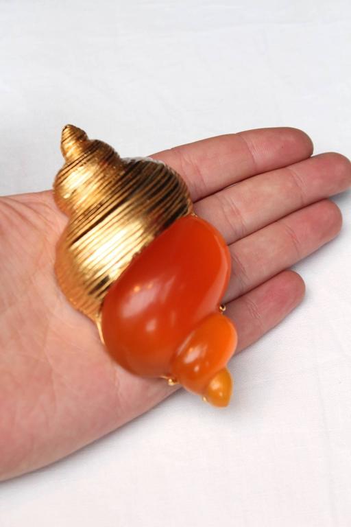 1987 Christian Dior Rare Shell Brooch by Robert Goossens at 1stDibs