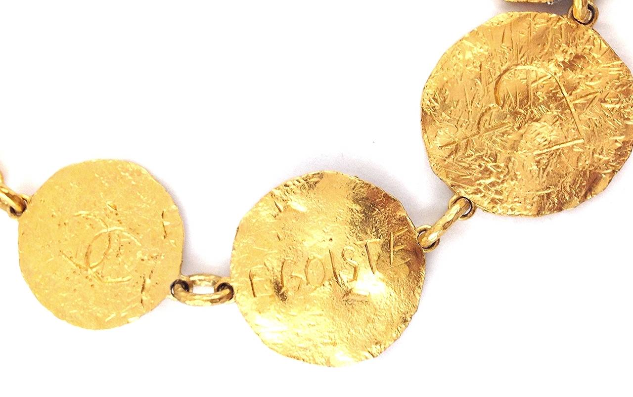 Women's Rare Chanel Runway Gold-Tone Logo Necklace, 1993 For Sale