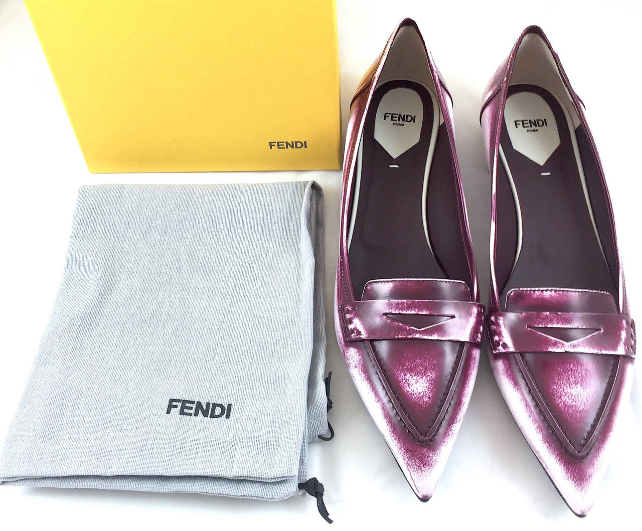 Fendi New Burgundy Andrea Leather Loafers 2