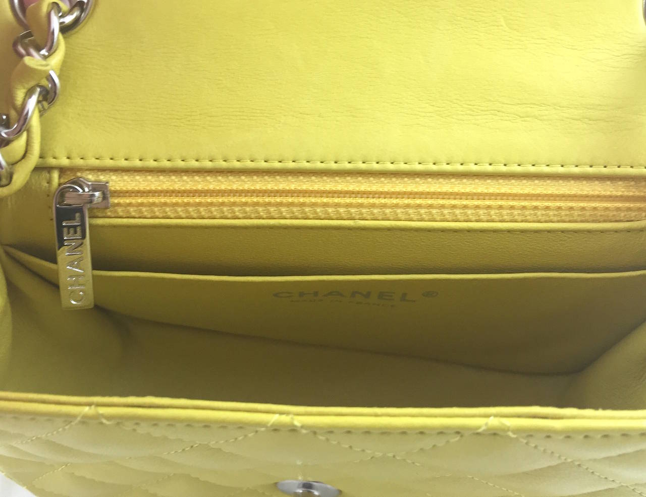 Chanel Yellow Lambskin Mini Flap Bag With Silver-Tone Hardware at 1stDibs