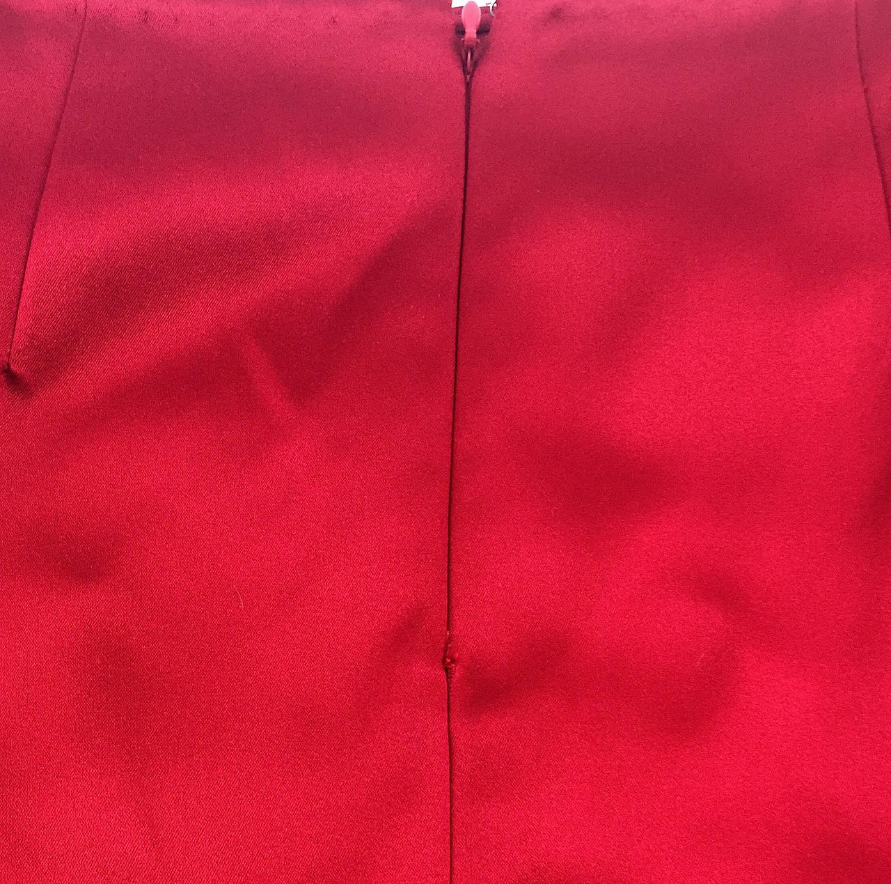 Prada Red Satin Runway Skirt with Flower Applique, IT 40 For Sale 3