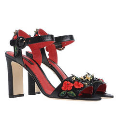 Dolce & Gabbana New Runway Carnation Heeled Sandals, 37.5 IT