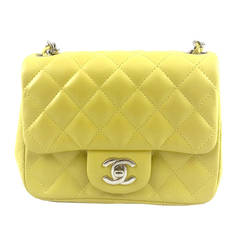 Chanel Yellow Lambskin Mini Flap Bag With Silver-Tone Hardware