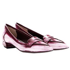 Fendi New Burgundy Andrea Leather Loafers