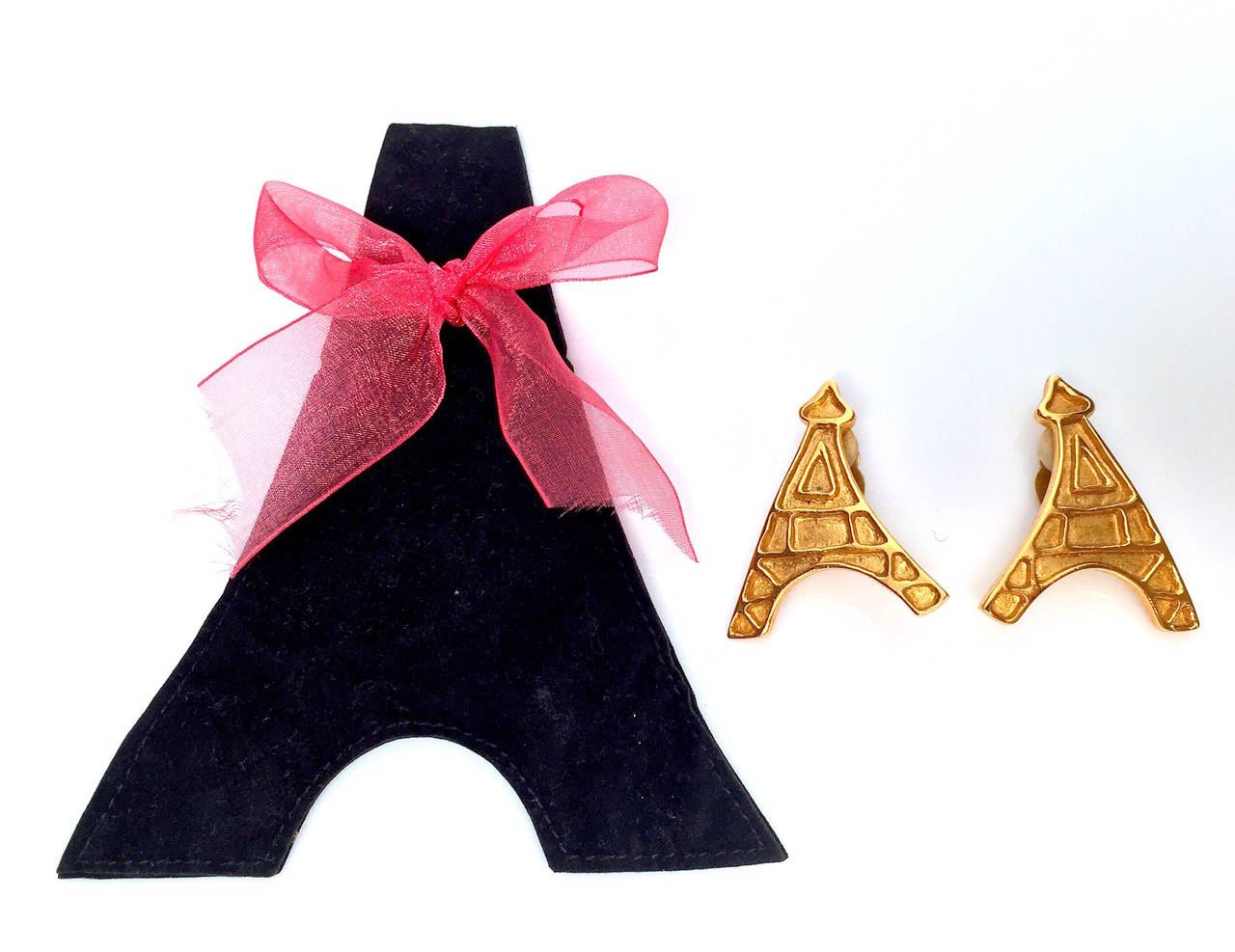 Yves Saint Laurent YSL Gold-Tone Eiffel Tower Earrings, 1980s In Excellent Condition For Sale In Bethesda, MD