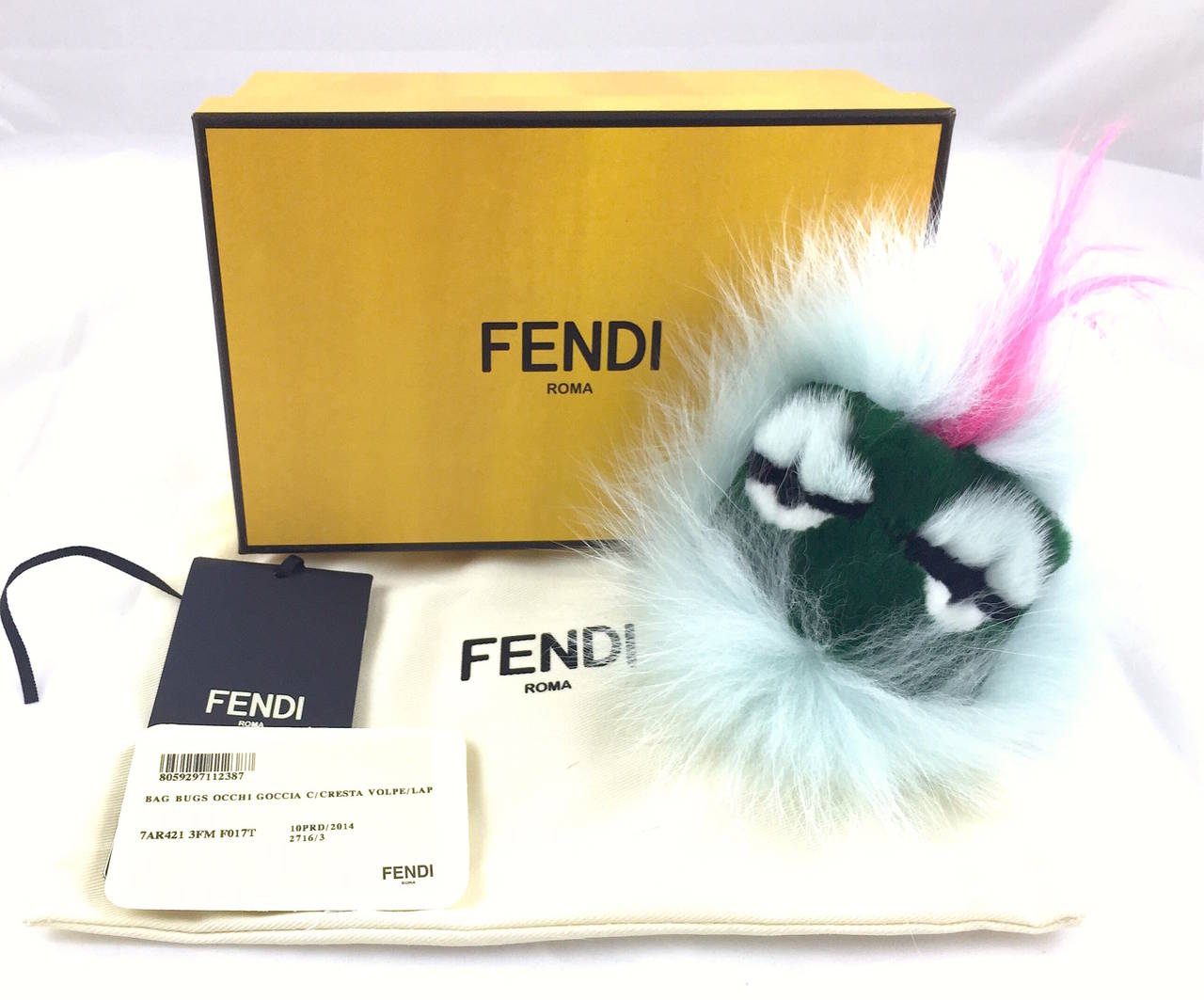 Fendi NWT Monster Mixed Fur Bag Bug Key Ring Charm In New Condition In Bethesda, MD