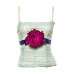 Dolce 
Gabbana Chiffon and Lace Bustier With Flower Accent