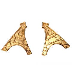 Yves Saint Laurent YSL Gold-Tone Eiffel Tower Earrings, 1980s