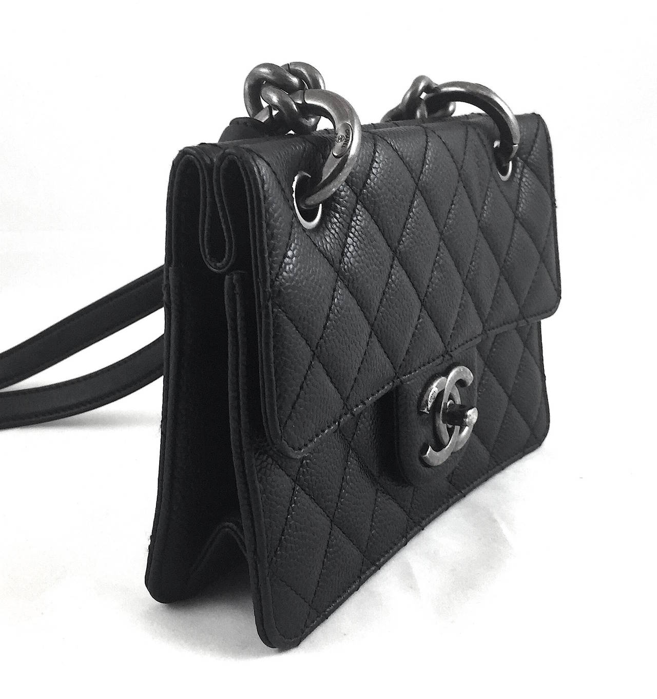 Women's Chanel Black Caviar Retro Flap Shoulder Bag, 2014/15 Fall Winter Collection