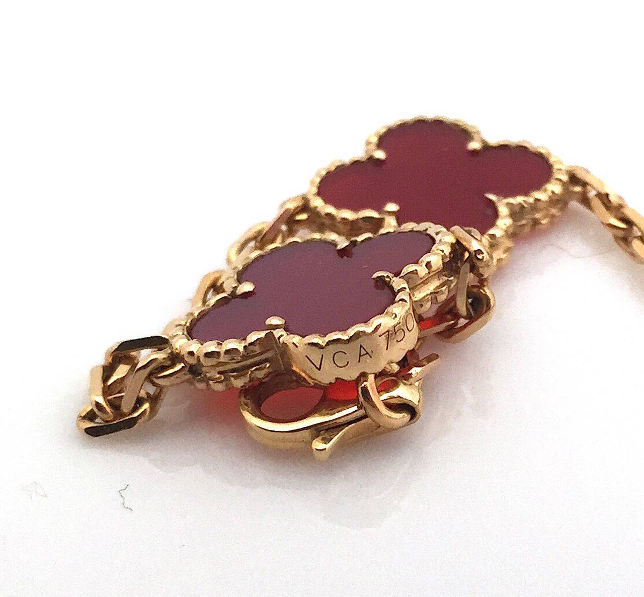 Van Cleef & Arpels Carnelian Vintage Alhambra 10 Motif Necklace 4