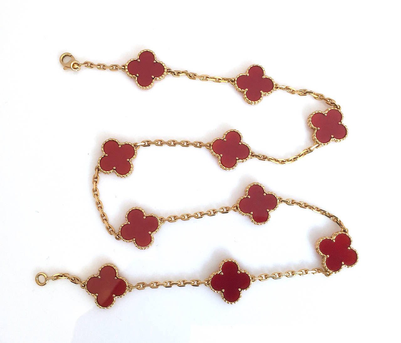 Van Cleef & Arpels Carnelian Vintage Alhambra 10 Motif Necklace 1