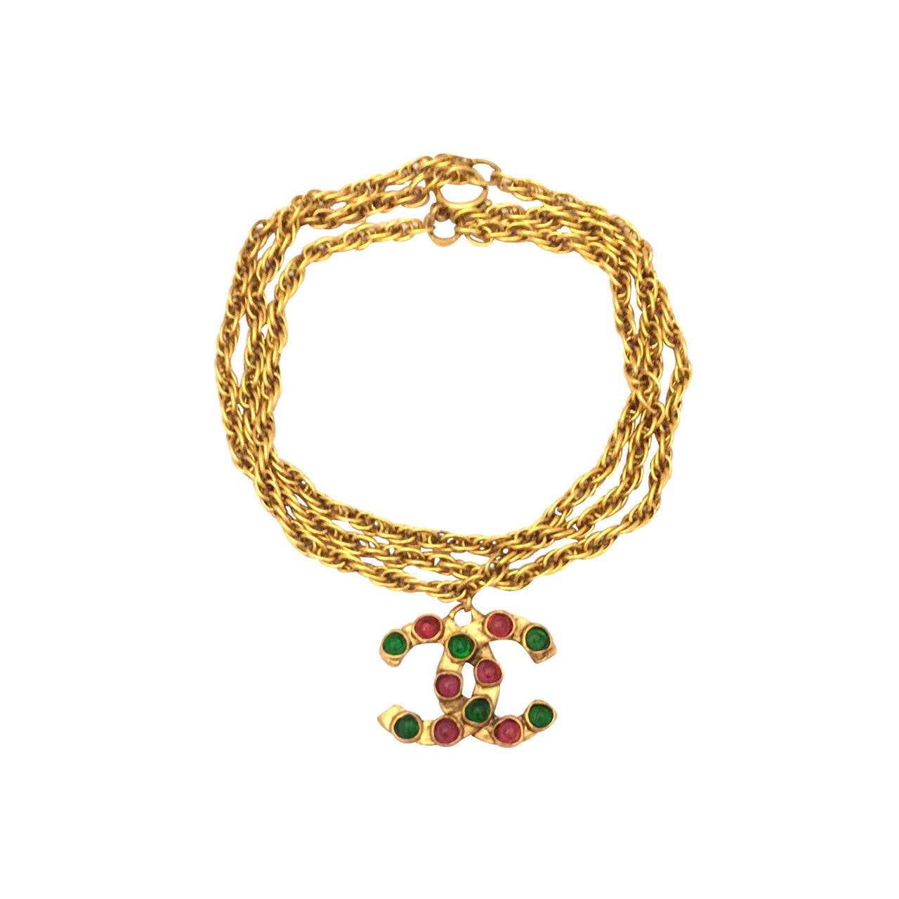 Iconic Chanel Vintage Gripoix CC Pendant Necklace, 1980s For Sale