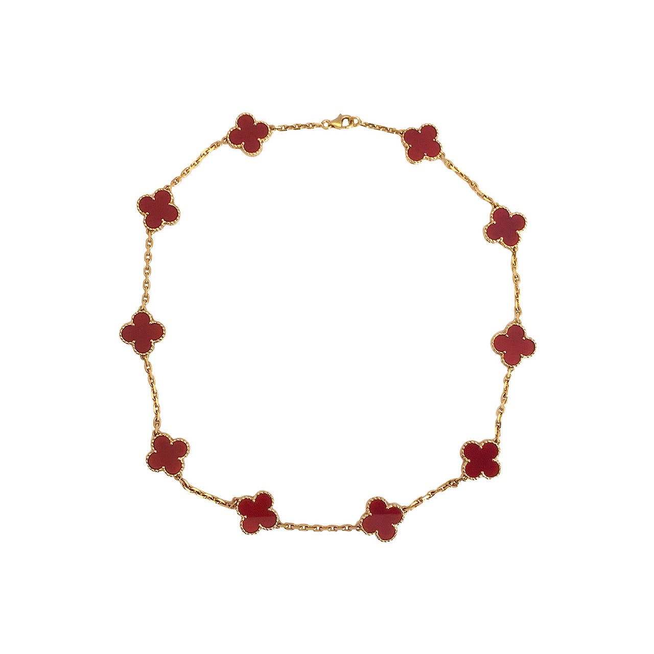 Van Cleef & Arpels Carnelian Vintage Alhambra 10 Motif Necklace