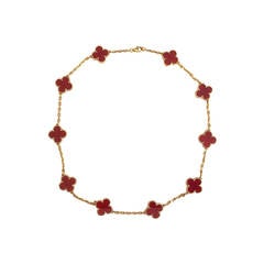 Van Cleef & Arpels Carnelian Vintage Alhambra 10 Motif Necklace